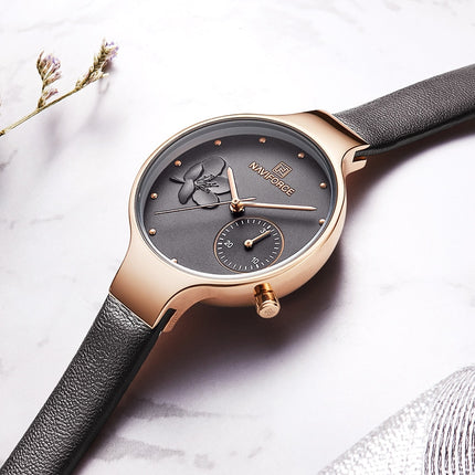 Women's Elegant Leather Quartz Watch - wnkrs