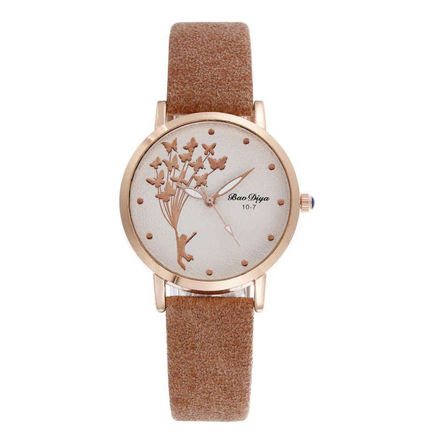 Vintage Leather Butterfly Quartz Watch for Women - wnkrs