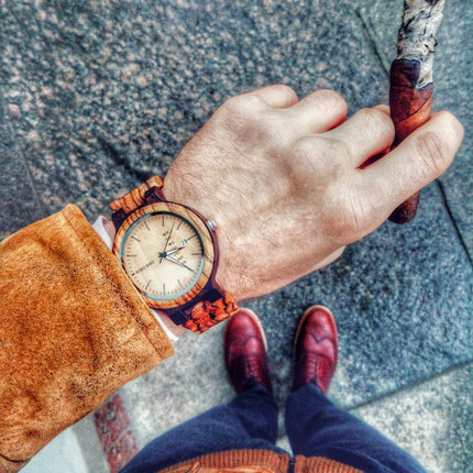 Men's Wooden Quartz Watch with Week Display - wnkrs
