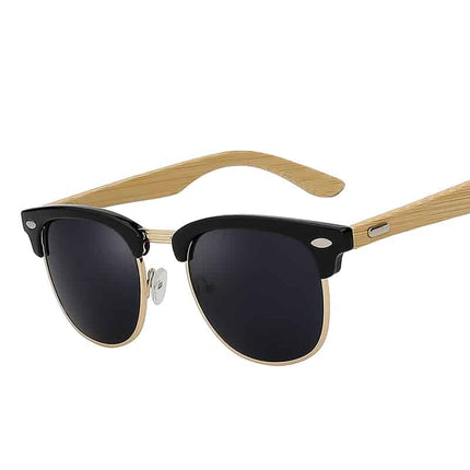 Unisex Clubmaster Mirror Wood Styled  Sunglasses - Wnkrs