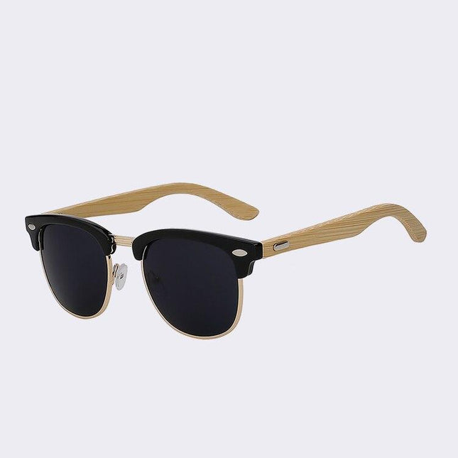 Unisex Clubmaster Mirror Wood Styled  Sunglasses - Wnkrs