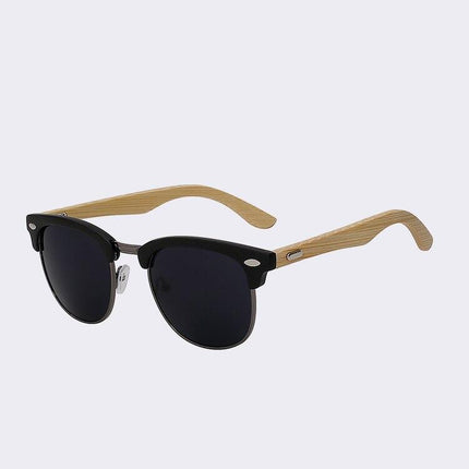 Unisex Clubmaster Mirror Wood Styled  Sunglasses - Wnkrs