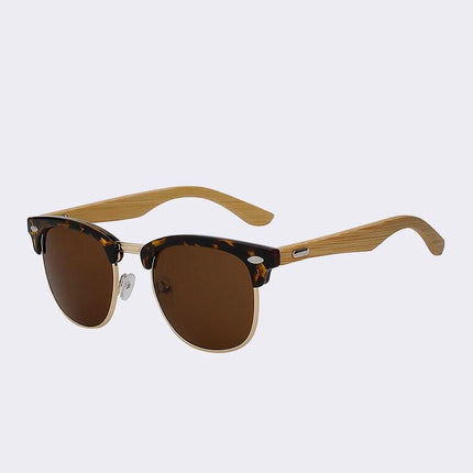 Unisex Clubmaster Mirror Wood Styled  Sunglasses - Wnkrs