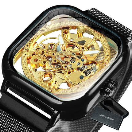Men's Carved Hollow Mechanical Watch with Magnet Strap - wnkrs