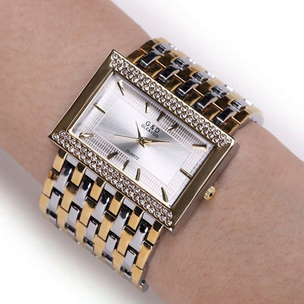 Stainless Steel Wristwatches for Women with Rectangular Dial - wnkrs