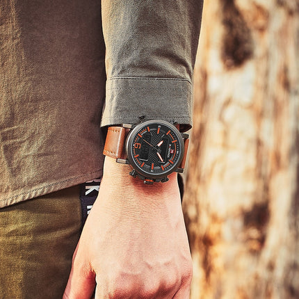 Men's Leather Quartz Watch - wnkrs