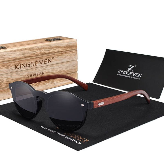 Men's Wooden Frame Round Shaped Sunglasses - wnkrs