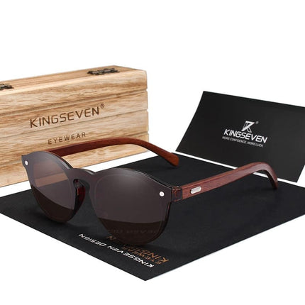 Men's Wooden Frame Round Shaped Sunglasses - wnkrs