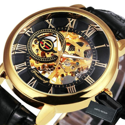 3D Leather Mechanical Automatic Skeleton Watches for Men - wnkrs