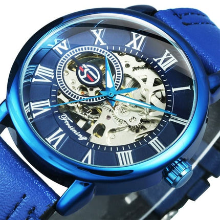 3D Leather Mechanical Automatic Skeleton Watches for Men - wnkrs