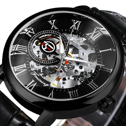 3D Leather Mechanical Automatic Skeleton Watches for Men - wnkrs