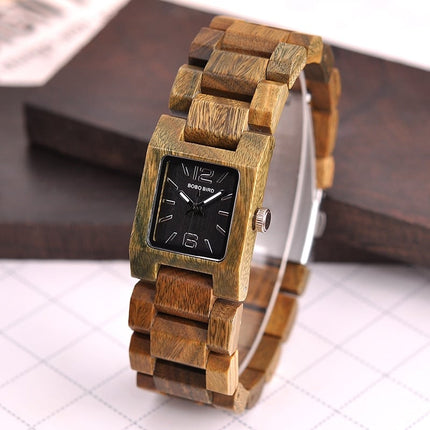 Women's Square Shaped Wooden Watch - wnkrs
