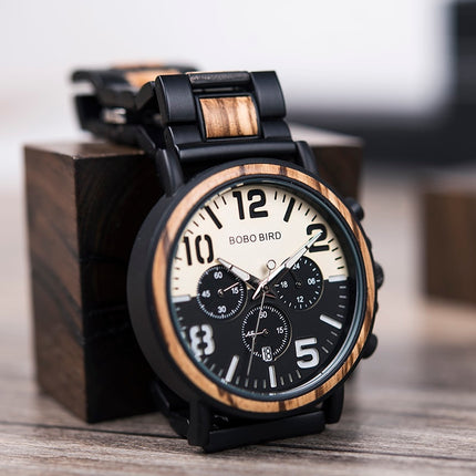 Water-Resistant Wooden/Stainless Steel Watch for Men - wnkrs