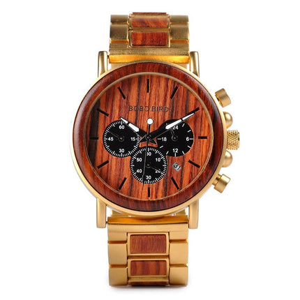 Water-Resistant Wooden/Stainless Steel Watch for Men - wnkrs