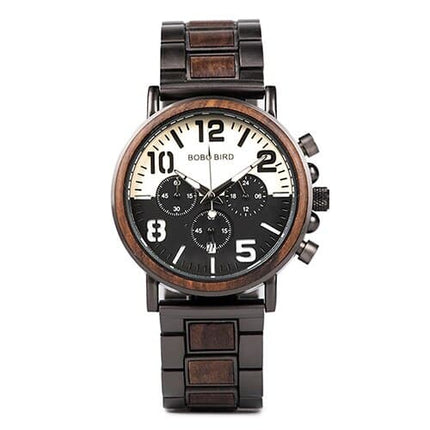 Water-Resistant Wooden/Stainless Steel Watch for Men - wnkrs