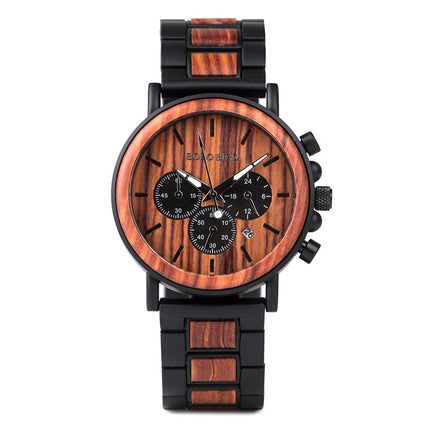 Water-Resistant Wooden/Stainless Steel Watch for Men - wnkrs