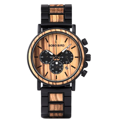 Water-Resistant Wooden/Stainless Steel Watch for Men - wnkrs