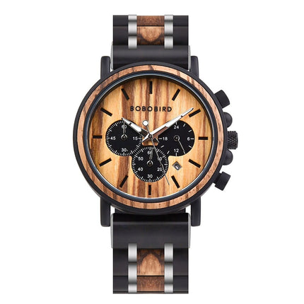 Water-Resistant Wooden/Stainless Steel Watch for Men - wnkrs