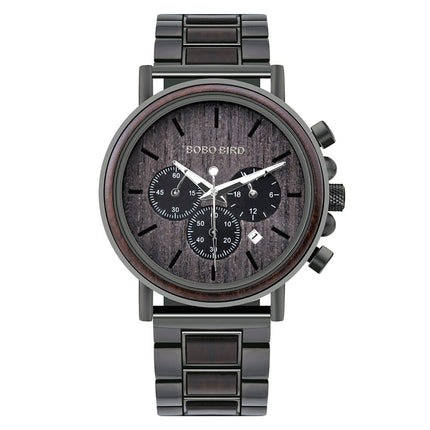 Water-Resistant Wooden/Stainless Steel Watch for Men - wnkrs