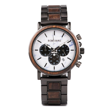 Water-Resistant Wooden/Stainless Steel Watch for Men - wnkrs