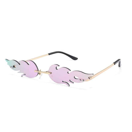 Women's Flame Shaped Rimless Sunglasses - wnkrs