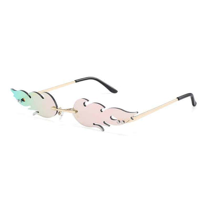 Women's Flame Shaped Rimless Sunglasses - wnkrs