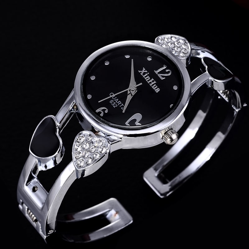Heart-Detail Stainless Steel Quartz Watch