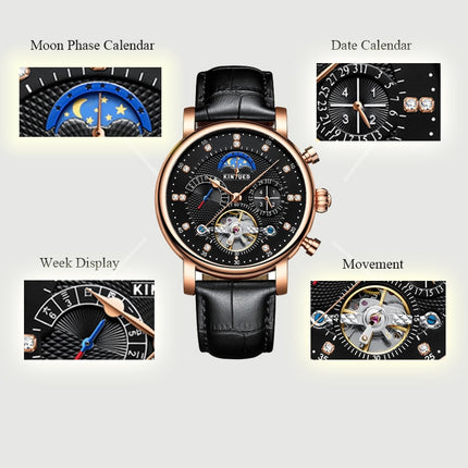 Moon Phase Mechanical Automatic Skeleton Watches for Men - wnkrs
