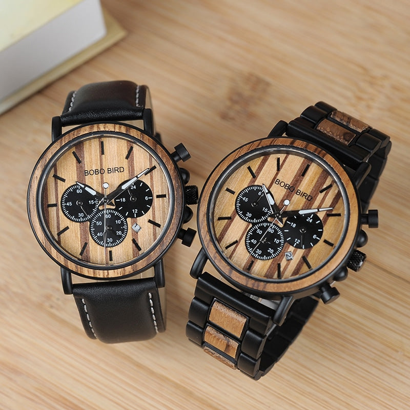 Wood-Grain-Accent Quartz Watches, Thirteen Styles