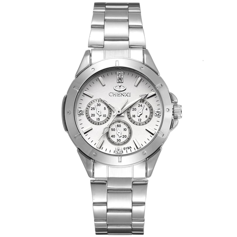Petite Three-Circle-Dial Bracelet Watch, Five Colors