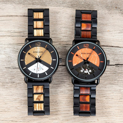 Men's Round Shaped Mechanical Wooden Watch - wnkrs