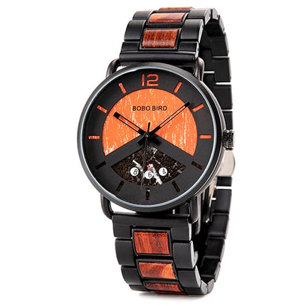 Men's Round Shaped Mechanical Wooden Watch - wnkrs