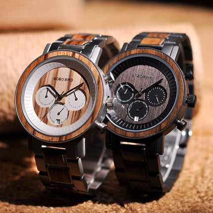 Men's Stainless Steel and Wood Watch - wnkrs