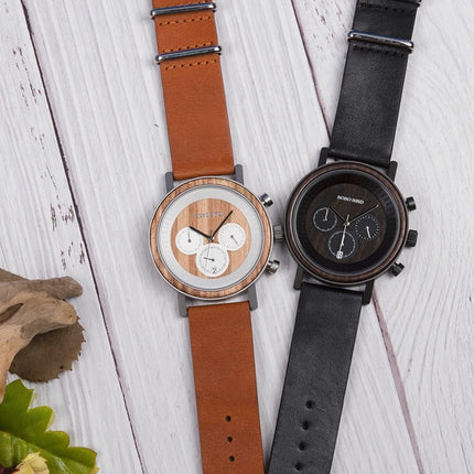 Men's Stainless Steel and Wood Watch - wnkrs