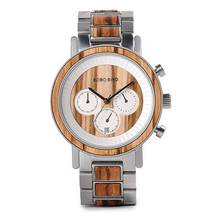 Men's Stainless Steel and Wood Watch - wnkrs