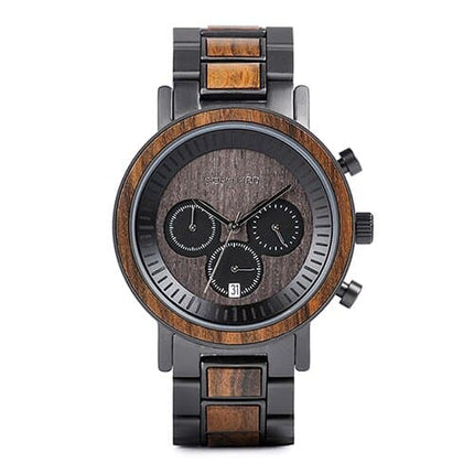 Men's Stainless Steel and Wood Watch - wnkrs