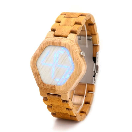 Luminous LED Display Bamboo Wood Digital Men's Watches - wnkrs