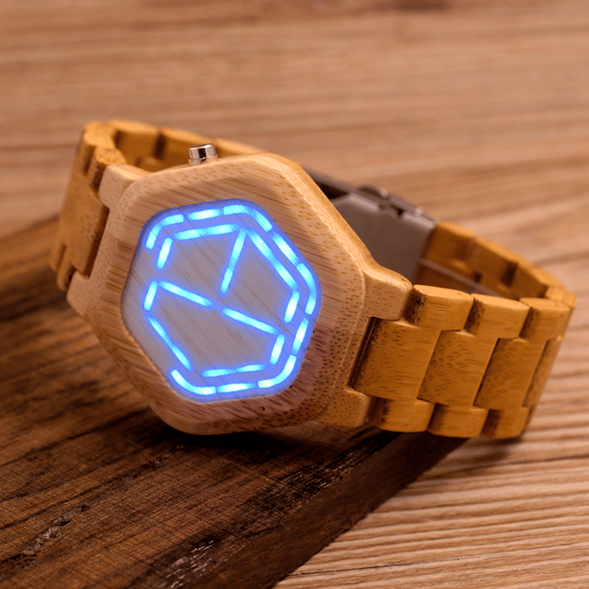 Luminous LED Display Bamboo Wood Digital Men's Watches - wnkrs