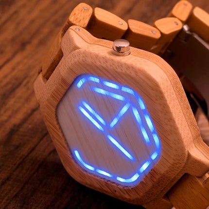 Luminous LED Display Bamboo Wood Digital Men's Watches - wnkrs