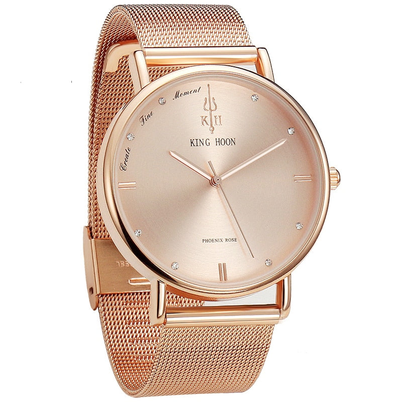 Brushed-Dial Quartz Watch with Mesh or Smooth Strap