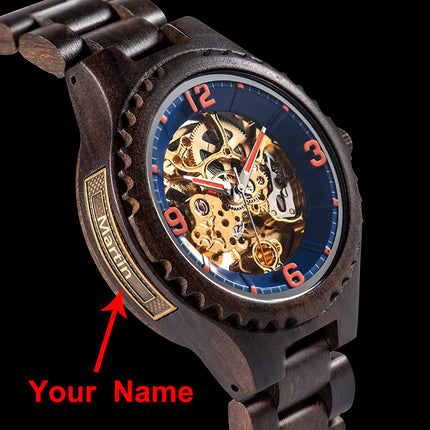 Logo Customized Wooden Mechanical Watch for Men - wnkrs