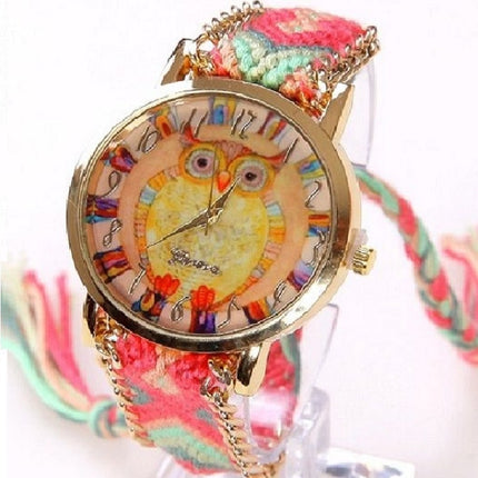 Ethnic Rainbow Watches With Owl Image - wnkrs