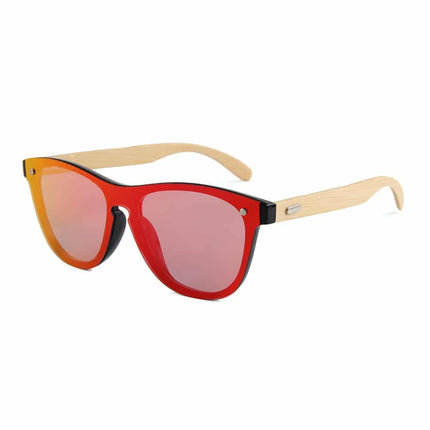 Colorful Mirror Lens Bamboo Wood Unisex Sunglasses - wnkrs