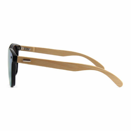 Colorful Mirror Lens Bamboo Wood Unisex Sunglasses - wnkrs