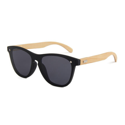 Colorful Mirror Lens Bamboo Wood Unisex Sunglasses - wnkrs