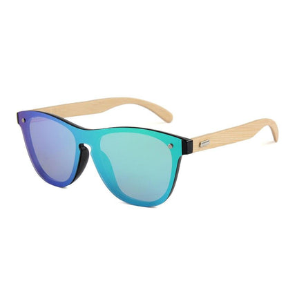 Colorful Mirror Lens Bamboo Wood Unisex Sunglasses - wnkrs