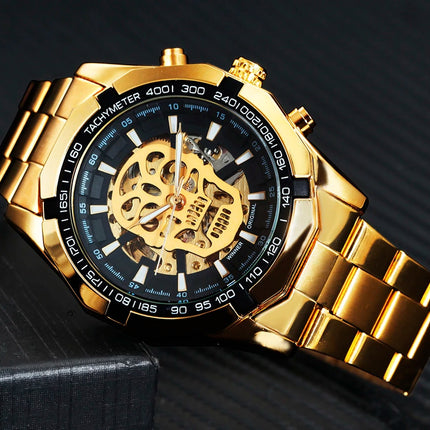 Stainless Steel Mechanical Wristwatches for Men with Skull Design - wnkrs