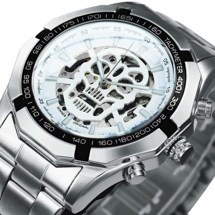 Stainless Steel Mechanical Wristwatches for Men with Skull Design - wnkrs