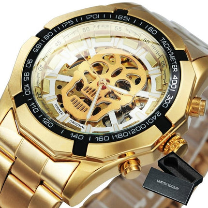 Stainless Steel Mechanical Wristwatches for Men with Skull Design - wnkrs