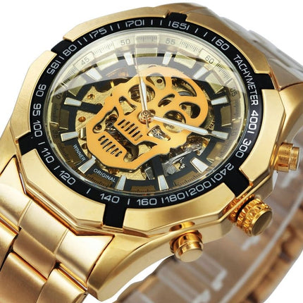 Stainless Steel Mechanical Wristwatches for Men with Skull Design - wnkrs